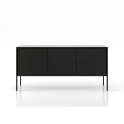 PUNT MOBLES buffet meuble TACTILE structure en chêne teinté gris avec 3 portes