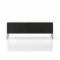 PUNT MOBLES buffet meuble TACTILE structure en chêne teinté gris avec 4 portes