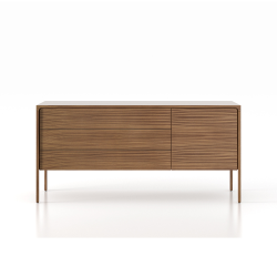 PUNT MOBLES buffet meuble TACTILE structure en noyer avec 3 tiroirs et 1 porte