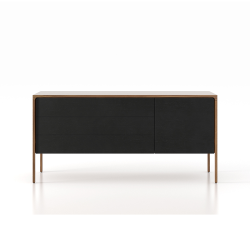 PUNT MOBLES buffet meuble TACTILE structure en noyer avec 3 tiroirs et 1 porte