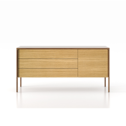 PUNT MOBLES buffet meuble TACTILE structure en noyer avec 3 tiroirs et 1 porte