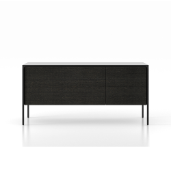 PUNT MOBLES buffet meuble TACTILE structure en chêne teinté ébòne avec 3 tiroirs et 1 porte