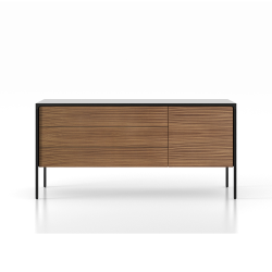 PUNT MOBLES buffet meuble TACTILE structure en chêne teinté ébòne avec 3 tiroirs et 1 porte