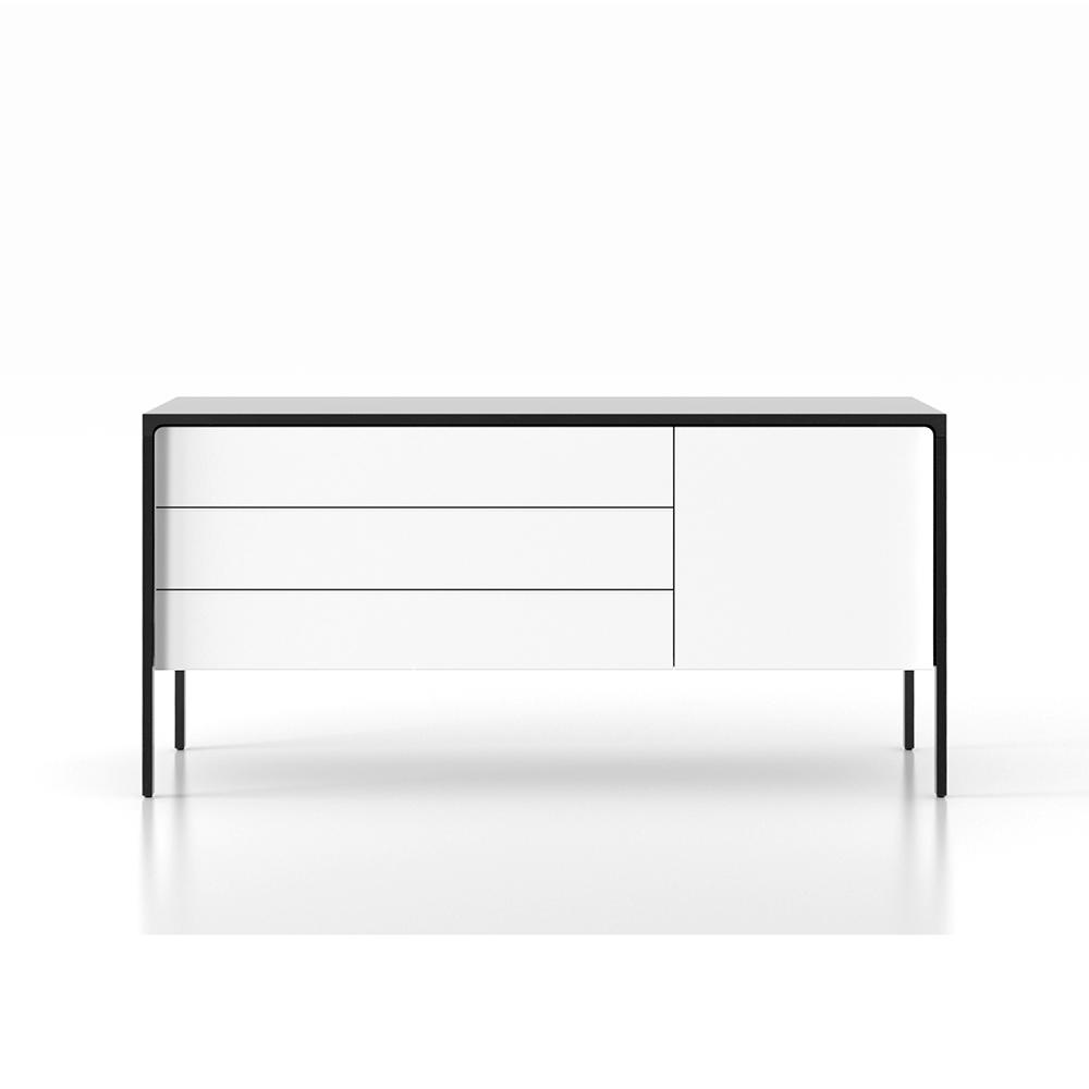 PUNT MOBLES sideboard furniture TACTILE ebony stained oak structure with 3 drawers and 1 door