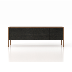 PUNT MOBLES buffet meuble TACTILE structure en noyer avec 3 tiroirs et 2 portes