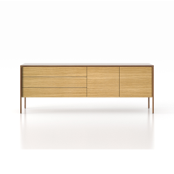 PUNT MOBLES buffet meuble TACTILE structure en noyer avec 3 tiroirs et 2 portes