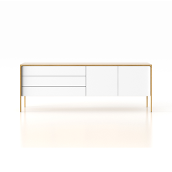 PUNT MOBLES buffet meuble TACTILE structure en chêne avec 3 tiroirs et 2 portes