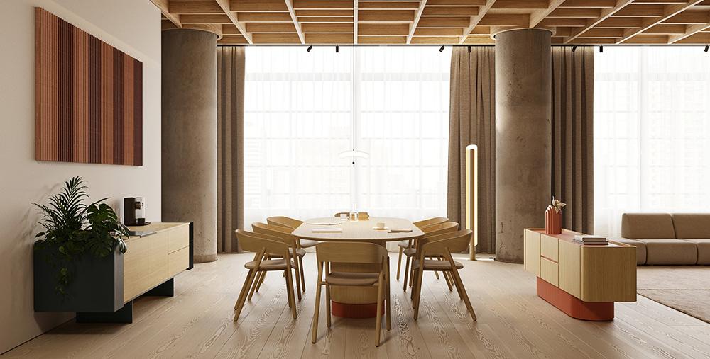 PUNT MOBLES sideboard furniture DUNE with 4 doors and 2 drawers