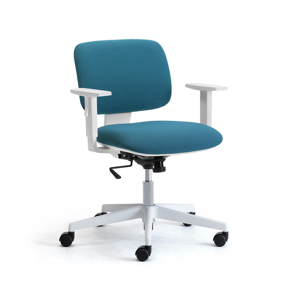 LEYFORM chaise de bureau à roulettes DAD avec accoudoirs 1D et base blanche