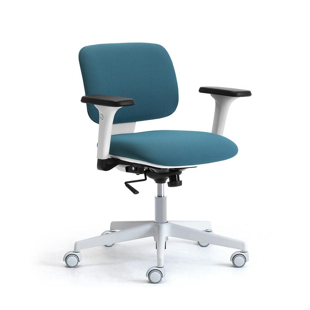 LEYFORM chaise de bureau à roulettes DAD avec accoudoirs 4D et base blanche