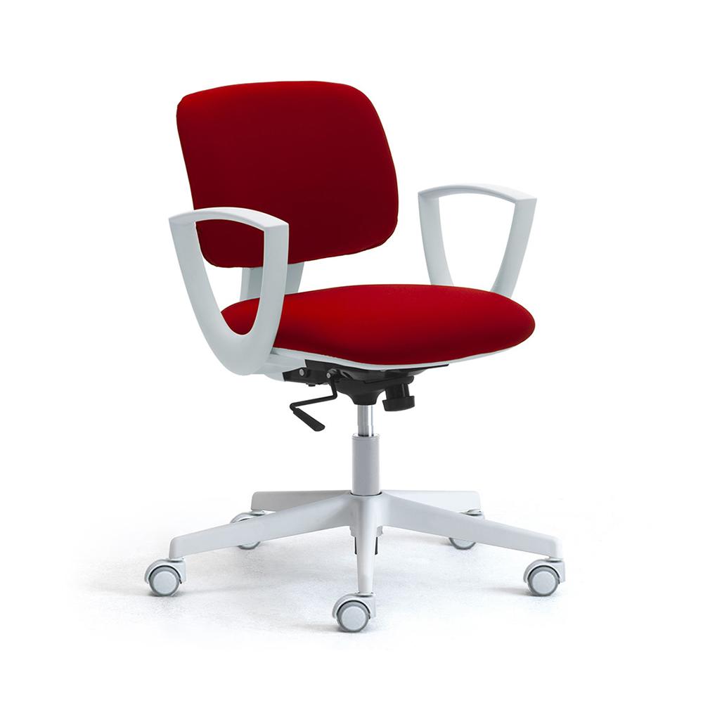 LEYFORM chaise de bureau à roulettes DAD avec accoudoirs fixes et base blanche