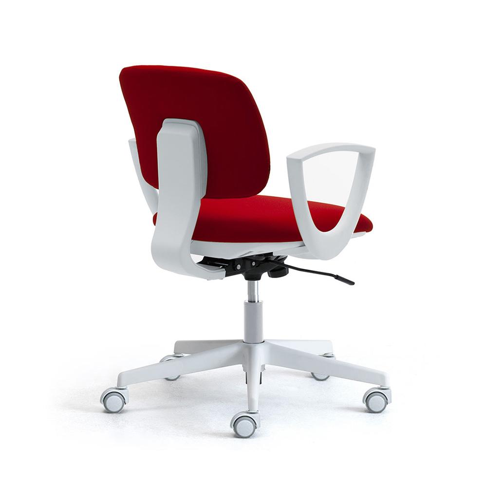 LEYFORM chaise de bureau à roulettes DAD avec accoudoirs fixes et base blanche