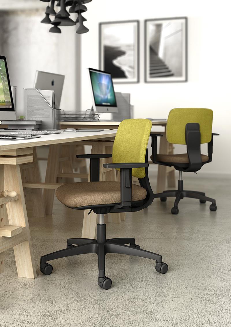 LEYFORM chaise de bureau à roulettes DAD avec accoudoirs fixes et base blanche