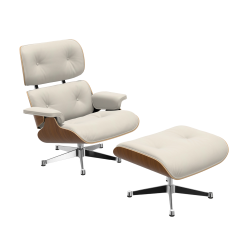 VITRA armchair white leather EAMES LOUNGE CHAIR & OTTOMAN new dimensions