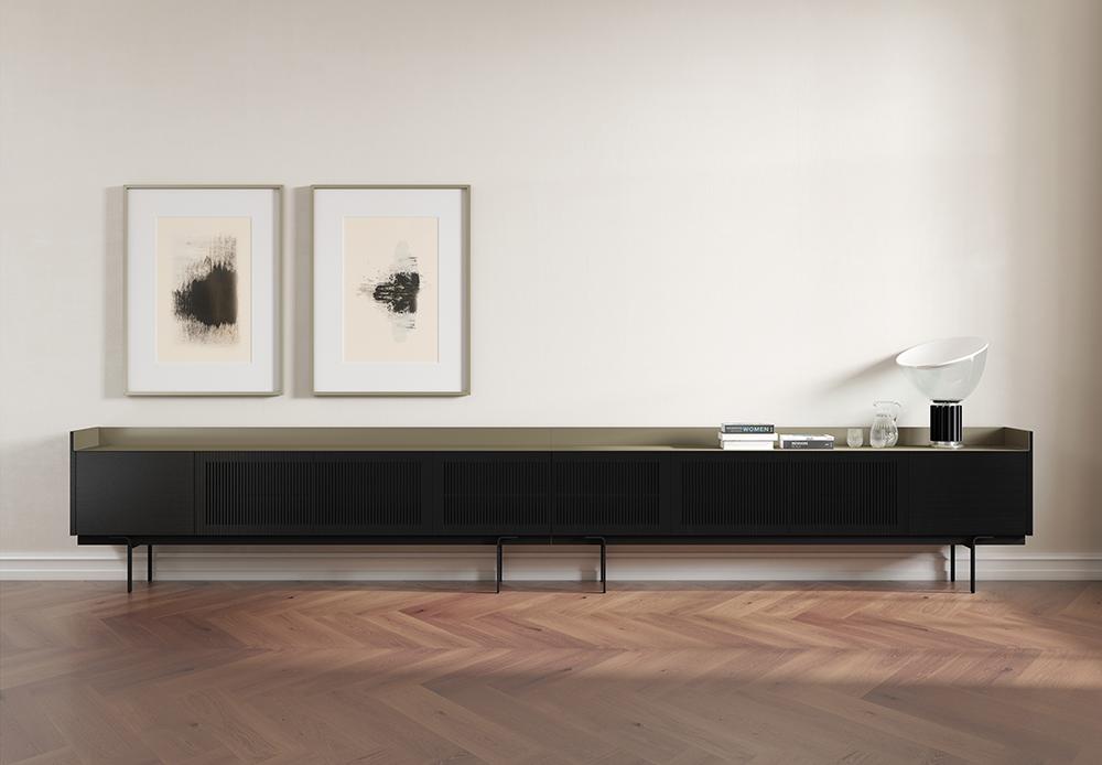 PUNT MOBLES buffet meuble STOCKHOLM avec 3 portes STH303 avec la base H 29 cm