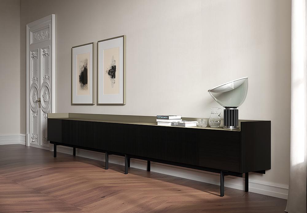 PUNT MOBLES buffet meuble STOCKHOLM avec 3 portes STH303 avec la base H 29 cm