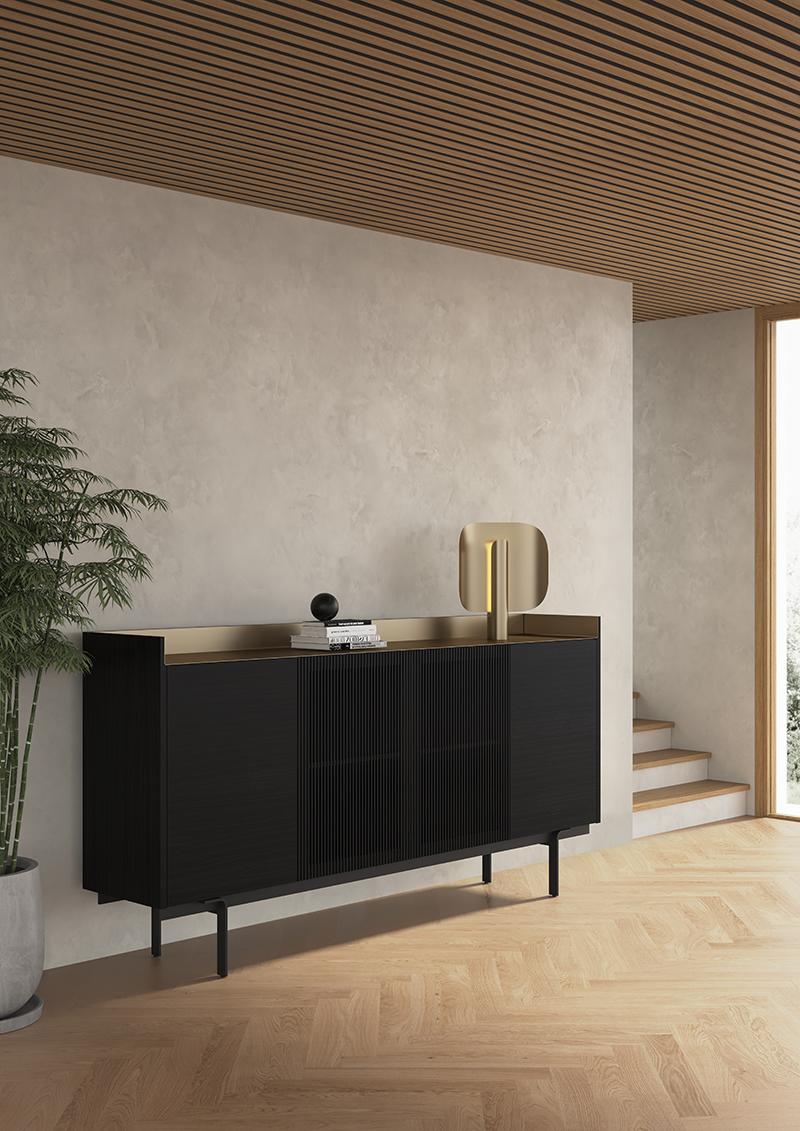 PUNT MOBLES buffet meuble STOCKHOLM avec 3 portes STH303 avec la base H 29 cm