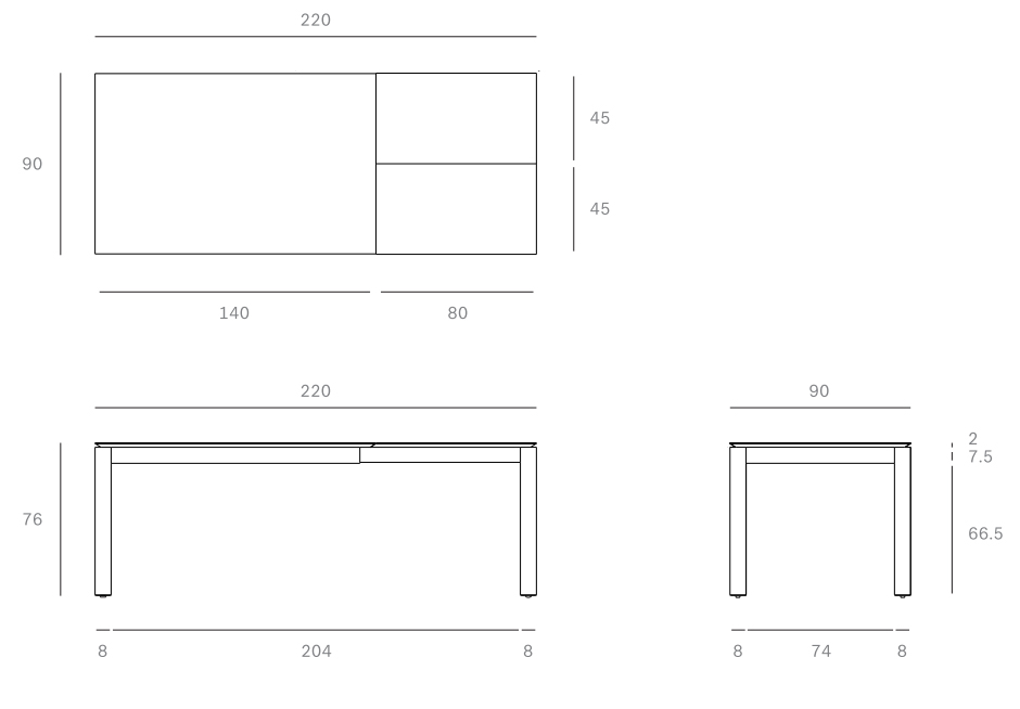 ETHNICRAFT table extensible à rallonge SLICE (140220 cm chêne