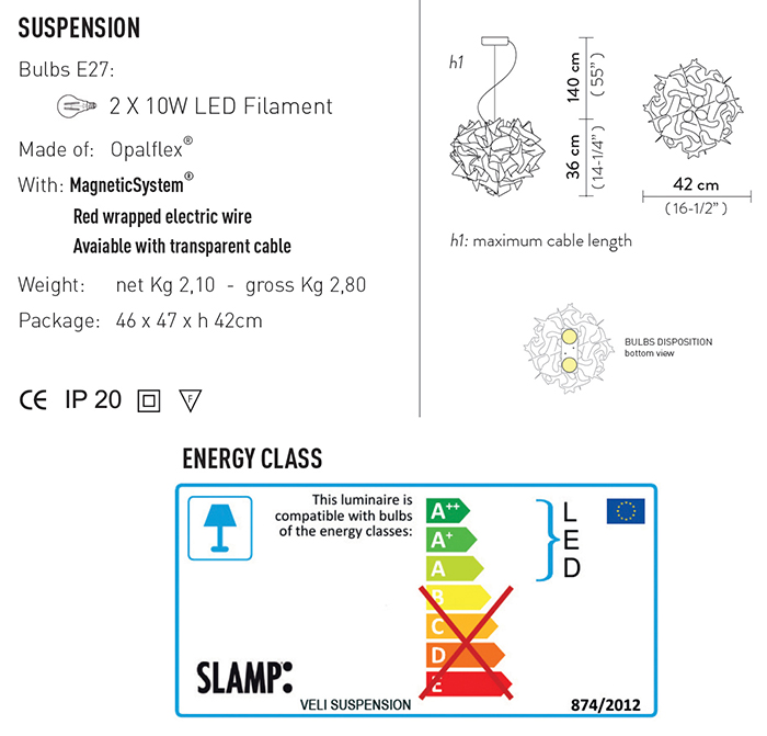 slamp veli large suspension misure