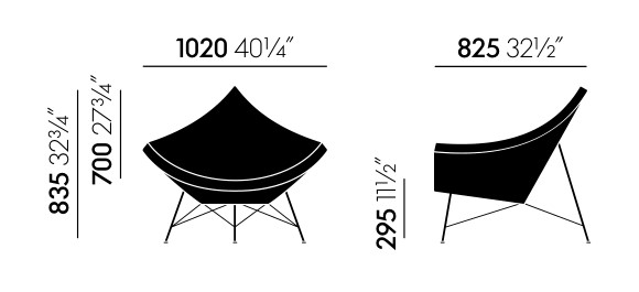 vitra poltrona coconut sizes
