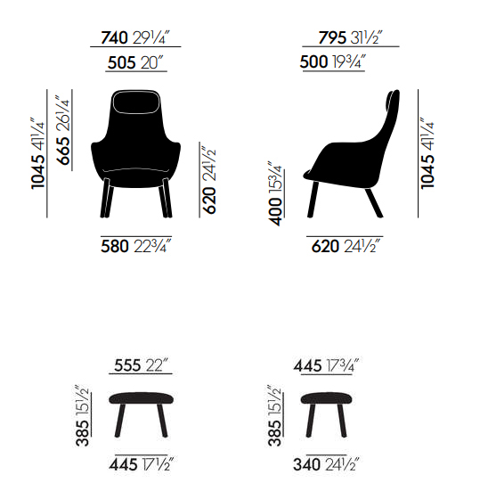 Vitra Hal lounge chair misure