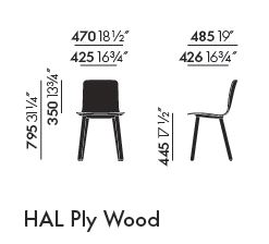 vitra hal ply wood sizes