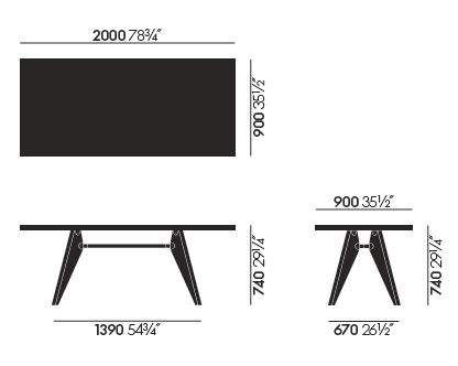 vitra table solvay sizes