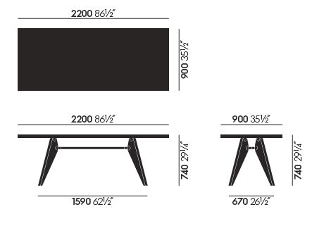 vitra table solvay sizes