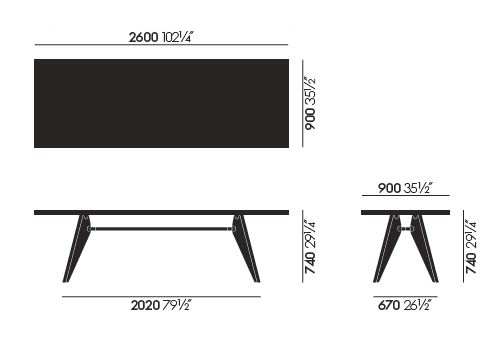 vitra table solvay sizes